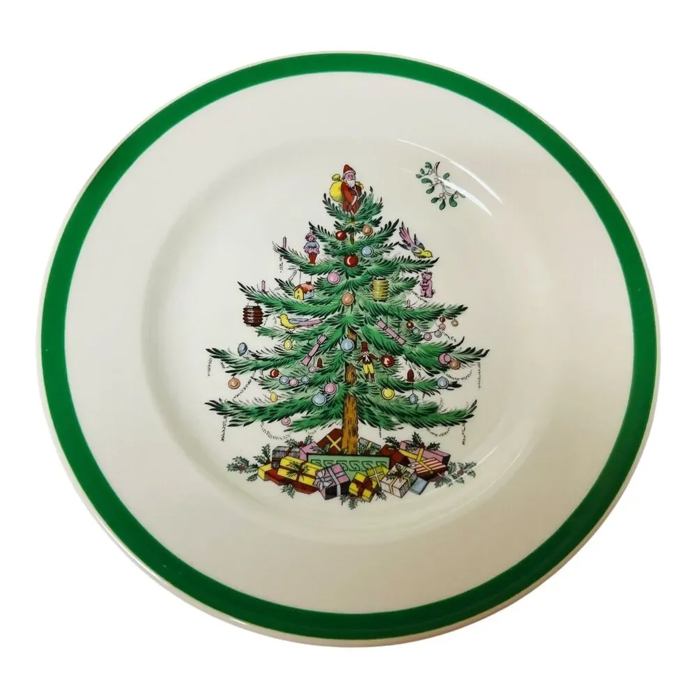 Spode Christmas‎ Tree Santa 4 Pc Set Dinner Plate Saucer Salad Bowl NO MUG Box